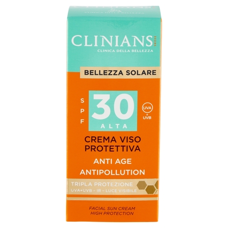 Clinians Bellezza Solare Crema Viso Protettiva SPF30 Anti Age Antipollution 75 mL